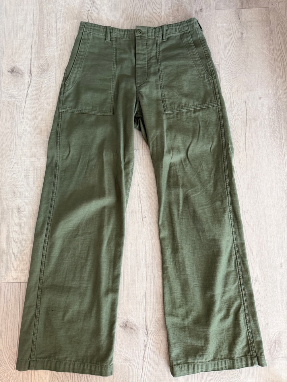 R13 wide leg utility pant in olive green